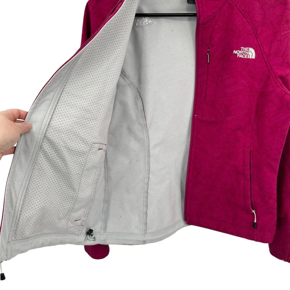 The North Face Apex Bionic Jacket Full Zip M Pink Floral Softshell Hiking Fleece